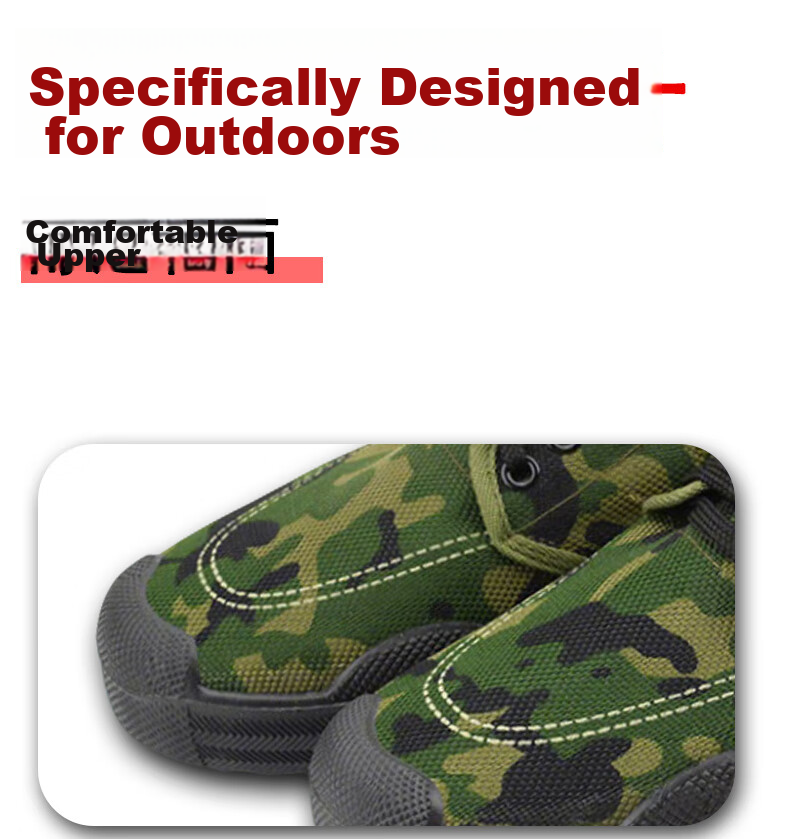 Laobaojia Camouflage Liberation Shoes Military Training Low-top Work Shoes Outdoor Construction Anti-slip Labor Protection Rubber Shoes Unisex Black Size 38 5