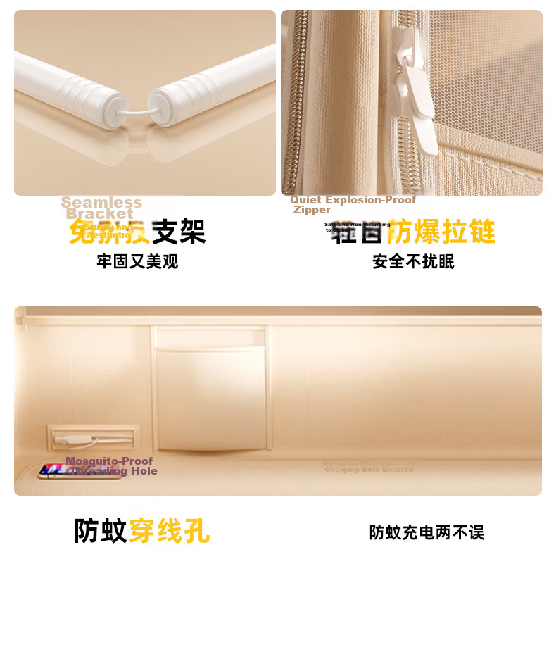 Lanwuxian Class A Household Dormitory Baby Fall Prevention Mosquito Net Fence, Three-Door Opening, 2.0*2.2 Meters 27