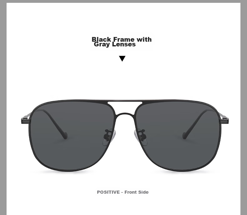 Pulais Pilot Sunglasses Pure Titanium Ultra-Light HD Polarized Men's Driving Fashion Sunglasses Black Frame Gray Lens 16