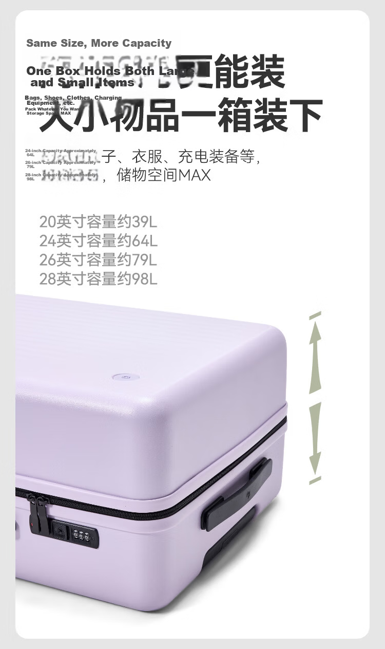 JD Jingzao Wujie Lite 20-inch Carry-on Luggage Spinner Suitcase with TSA Lock for Men and Women Phantom Purple 5
