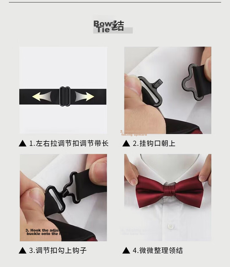 FitonTon Wedding Banquet Tiqi Red Tie for Men, Zipper Business No-Tie, New Year Valentine's Day Gift Box Set 19