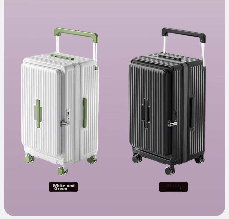 LUSIDI Large Capacity Luggage Women Wide Trolley Travel Suitcase Expandable Password Lock Men Black 30 Inch 21