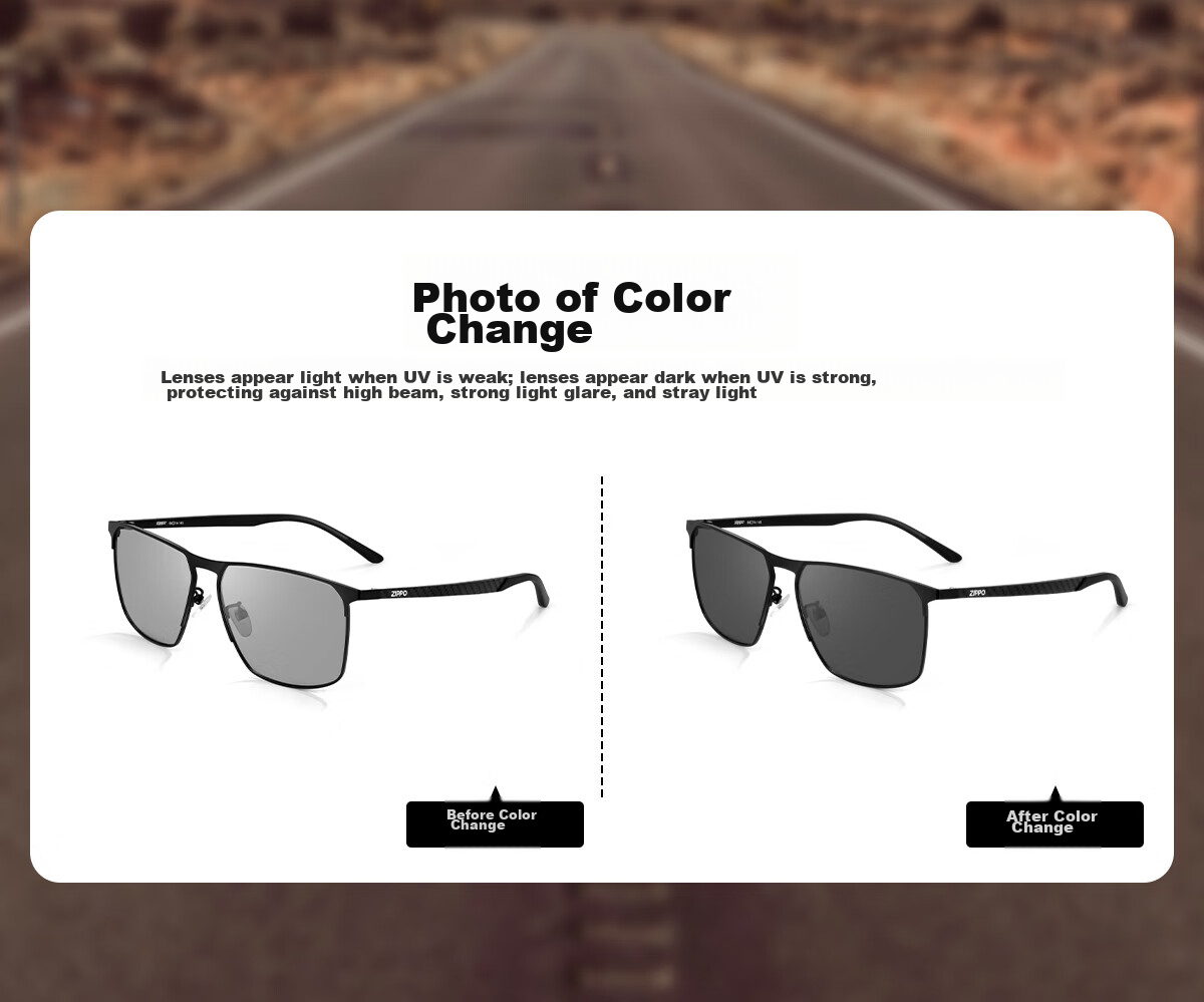 ZIPPO USA Carbon Fiber Sunglasses HUD Heads-Up Display Photochromic Polarized Driving Glasses 75858E77 Qixi Festival 12