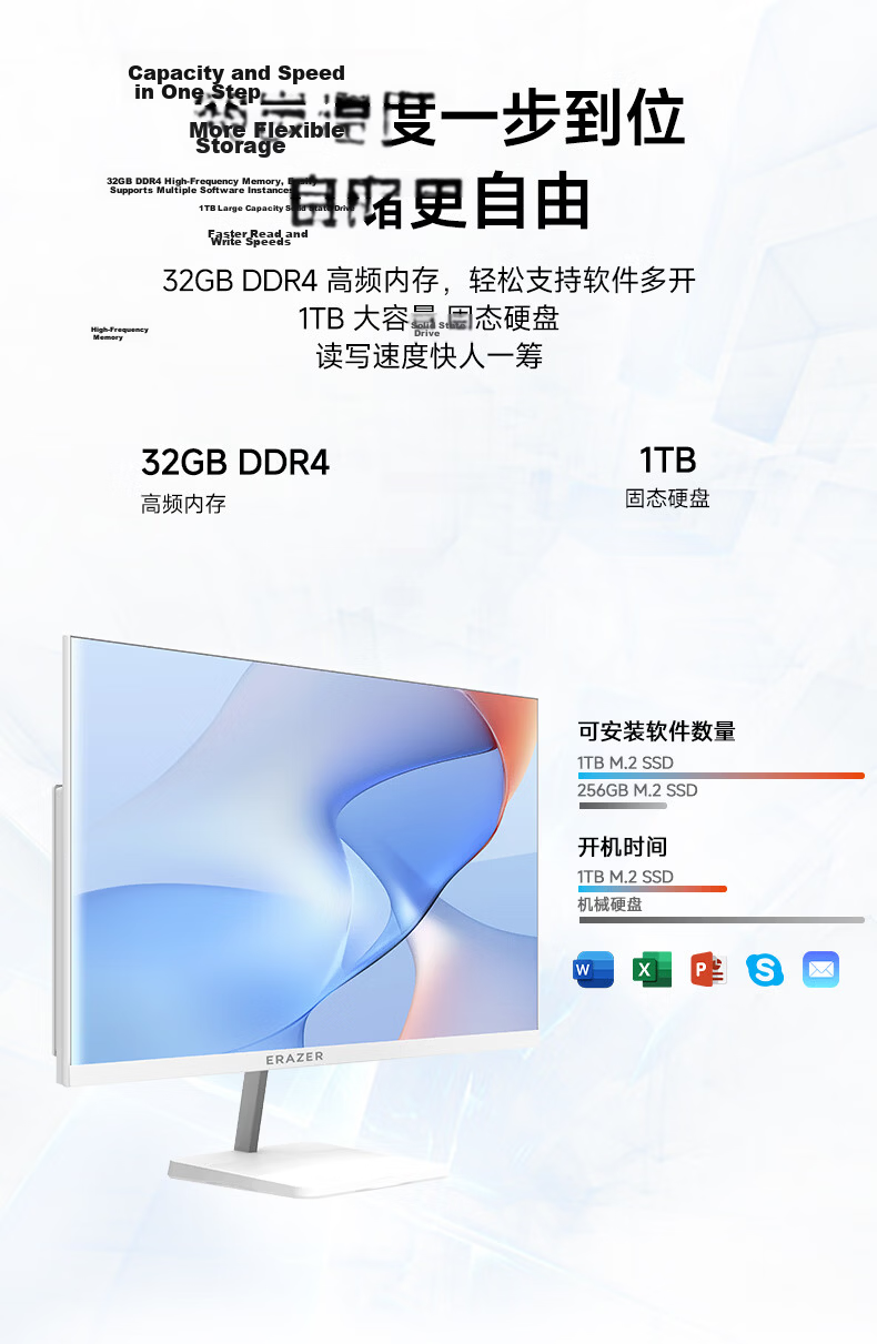 Yinengzhe Lenovo Ecosystem 27-inch All-in-One Desktop Computer Office Home High-Performance Set (Core i5-12450H 16GB 512GB 100Hz White) 4
