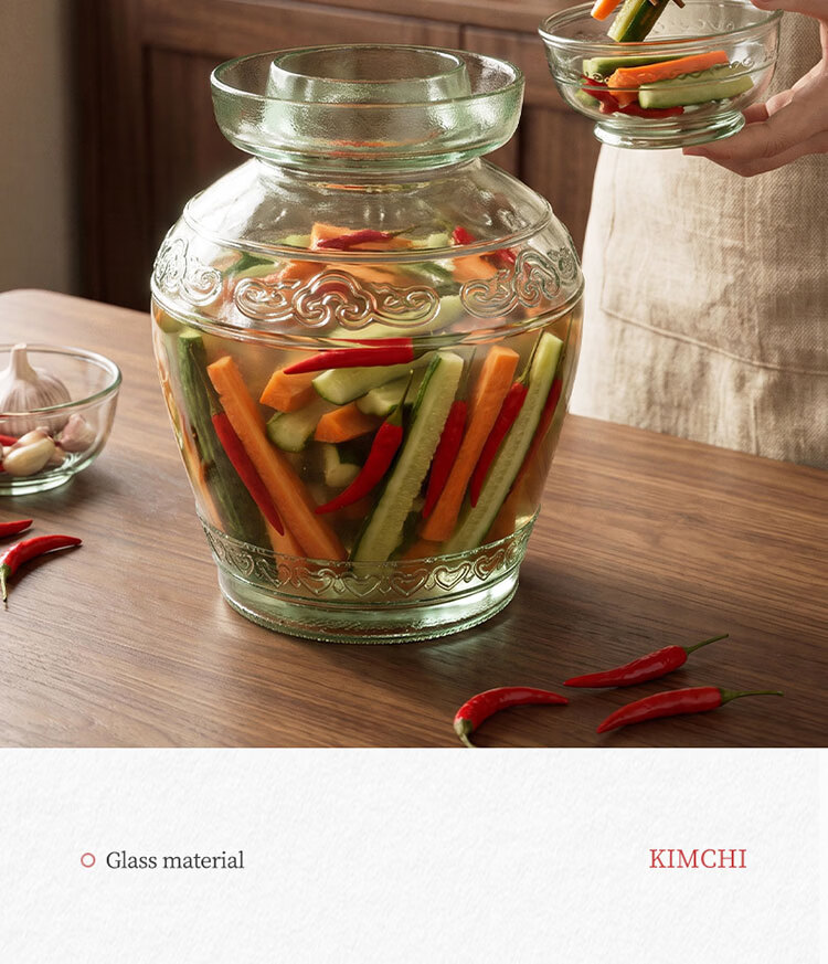 Baijie Glass Kimchi Jar 5 Jin Thickened Sealed Round Mouth Pickle Crock Fermentation Jar Egg Pickling Jar Wine Fermentation Glass Bottle 14