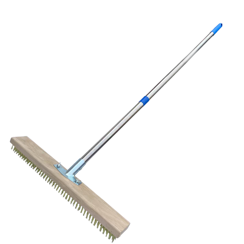 Home Maid Long-Handle Steel Wire Floor Brush (Heavy Cleaning, 45cm Wide) Stain Removal And Rust Scrubbing Brush, Deck Brush, Moss Removal Brush with Hard Bristles