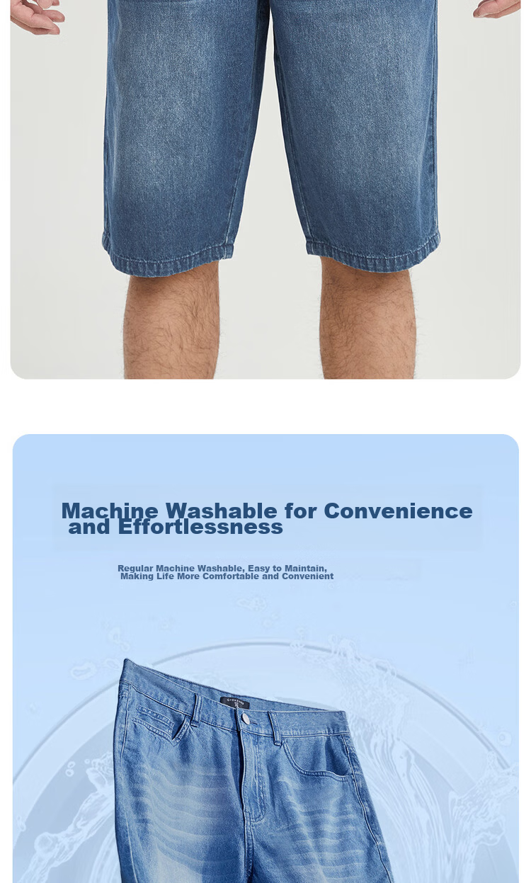 Giordano Men's 2026 Summer New Pure Cotton Lightweight Cat Whisker Mid-Rise Straight Denim Shorts 13106211 6