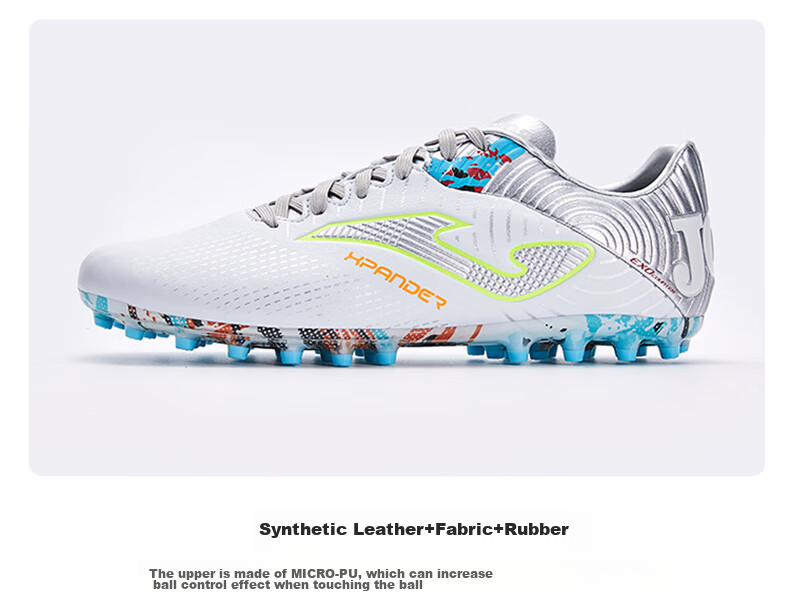 JOMA Spanish Soccer Cleats for Men, Adults And Youth, FG Long Studs, Non-Slip, Wear-Resistant, Professional Football Training Shoes, White And Silver, Size 43 14