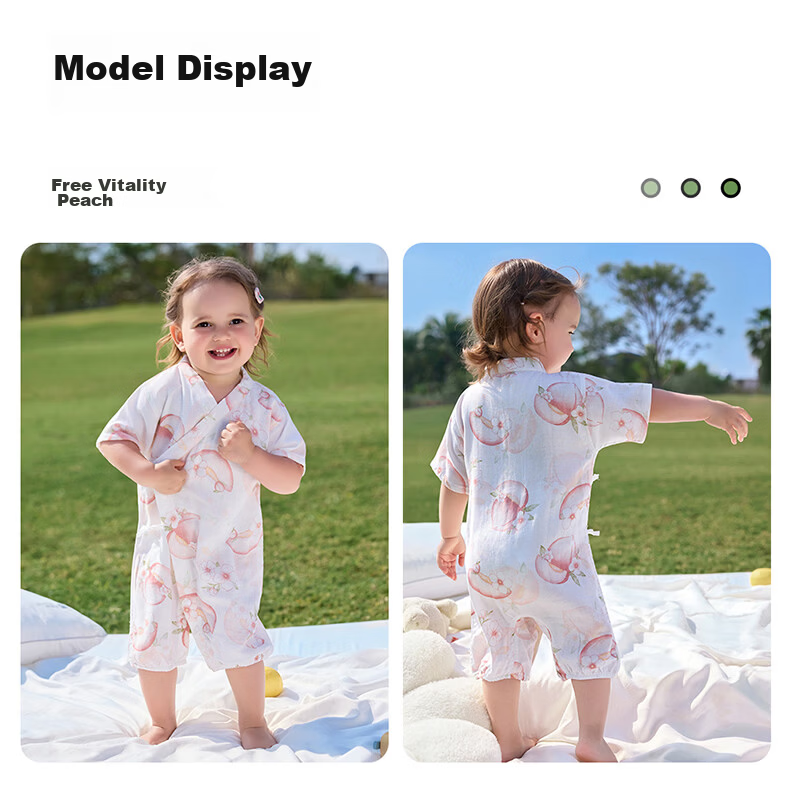 Betis Baby Clothes Summer Thin Newborn Short Sleeve Bamboo Cotton Gauze Romper Pajamas 18