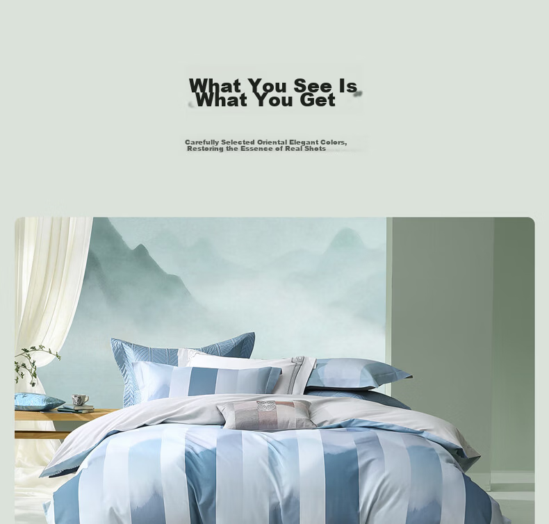 Bellees 4-Piece Bedding Set 100% Pure Cotton Xinjiang Cotton Breathable Striped Duvet Cover Bed Sheet Skin-Friendly for 1.5m Bed 12