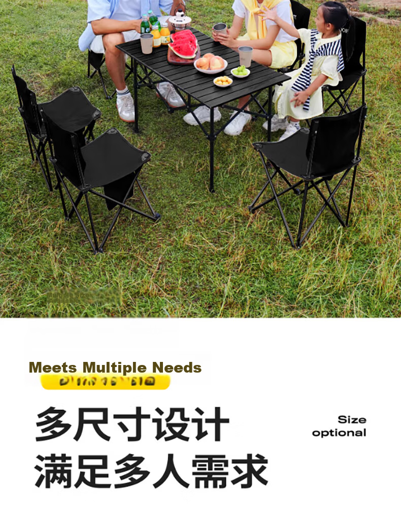 Gosoo Egg Roll Table Camping Table Outdoor Folding Table Market Picnic Table Portable Outdoor Balcony Leisure Table Black 7