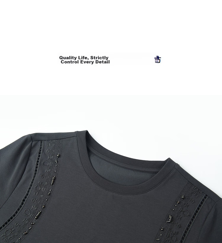 Demana [Cooling Black Technology Sorona] Summer Simple Style Hollow Embroidered Loose Slim Dress for Women High-End Feel 14