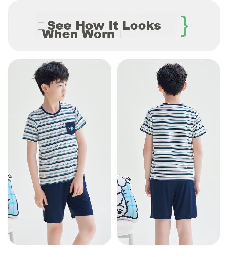 Hodohome [Same As in Mall], Children's Pajamas, Girls' Modal Cool-Feeling Short-Sleeve Loungewear, Air Conditioning Wear, 366, 130 17