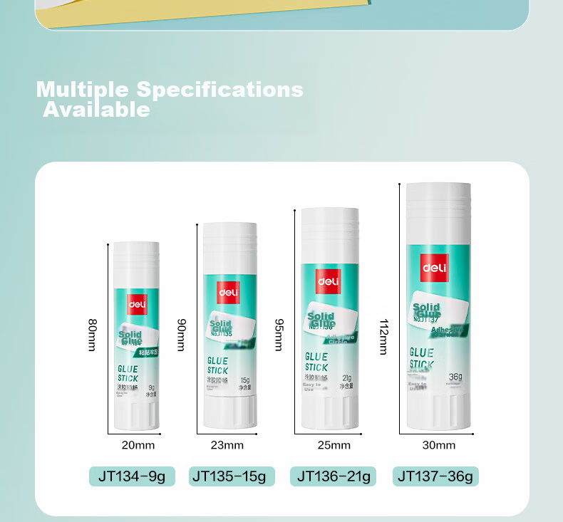 Deli 15g High Viscosity PVP Solid Glue Stick, Formaldehyde-Free, Quick-Drying, Durable, Strong Adhesive, Student Stationery, 12-Pack, Office Supplies 14