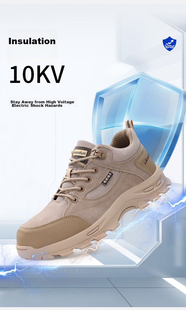 BlueOwl Shield Men's Insulated 10KV Electrician Fiberglass Anti-Smash Toe Anti-Puncture Safety Work Shoes DL1122KB Size 42 3