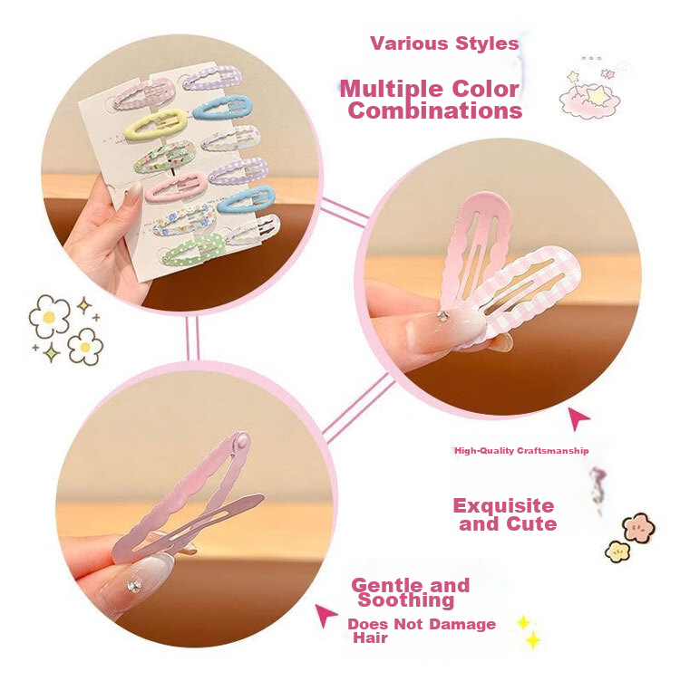 LiQing Children's Hair Clips [Pink, 12 Pieces] Dopamine Back of Head Waterdrop BB Clips Hairpins Side Bang Hair Accessories 9