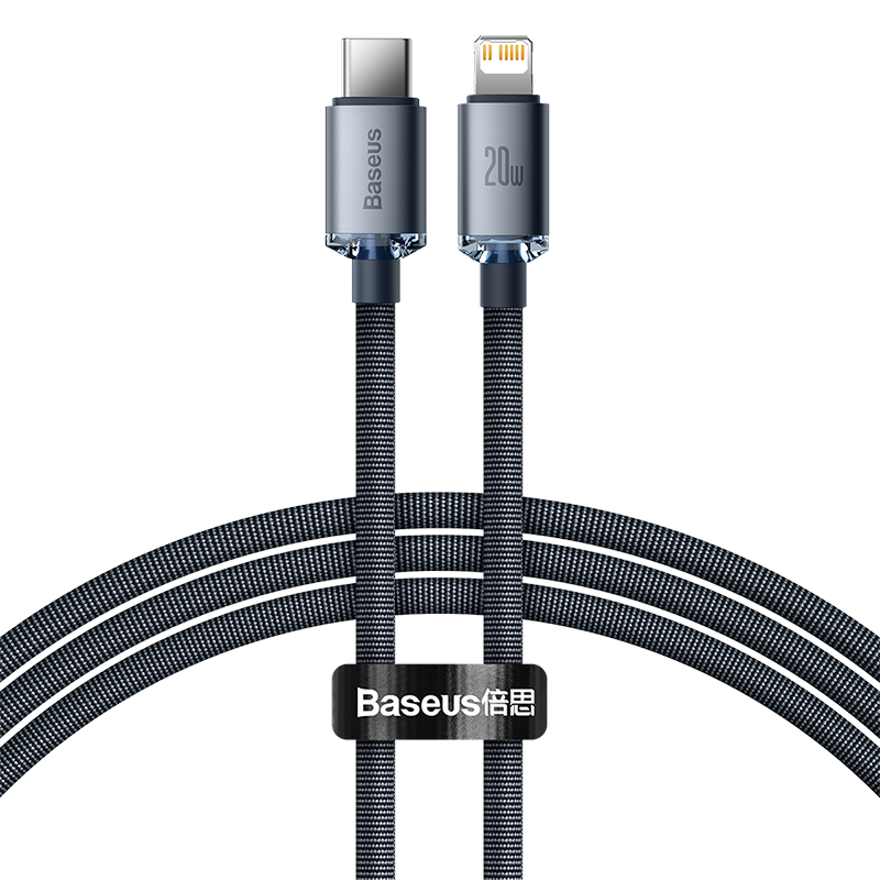 Baseus Apple Data Cable PD20W Fast Charging Type-C to Lightning Cable for iPhone 14/13 Pro Max/12/11 Car Charger 1.2m Black
