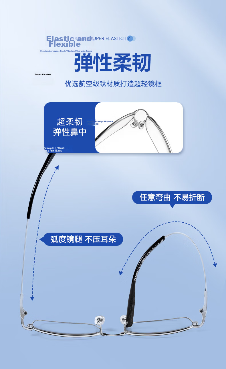 Mr. Pu Anti-Blue Light Reading Glasses for Men and Women, High Definition, Compatible with Zeiss and Seiko Lenses, Memory Titanium Frame 2