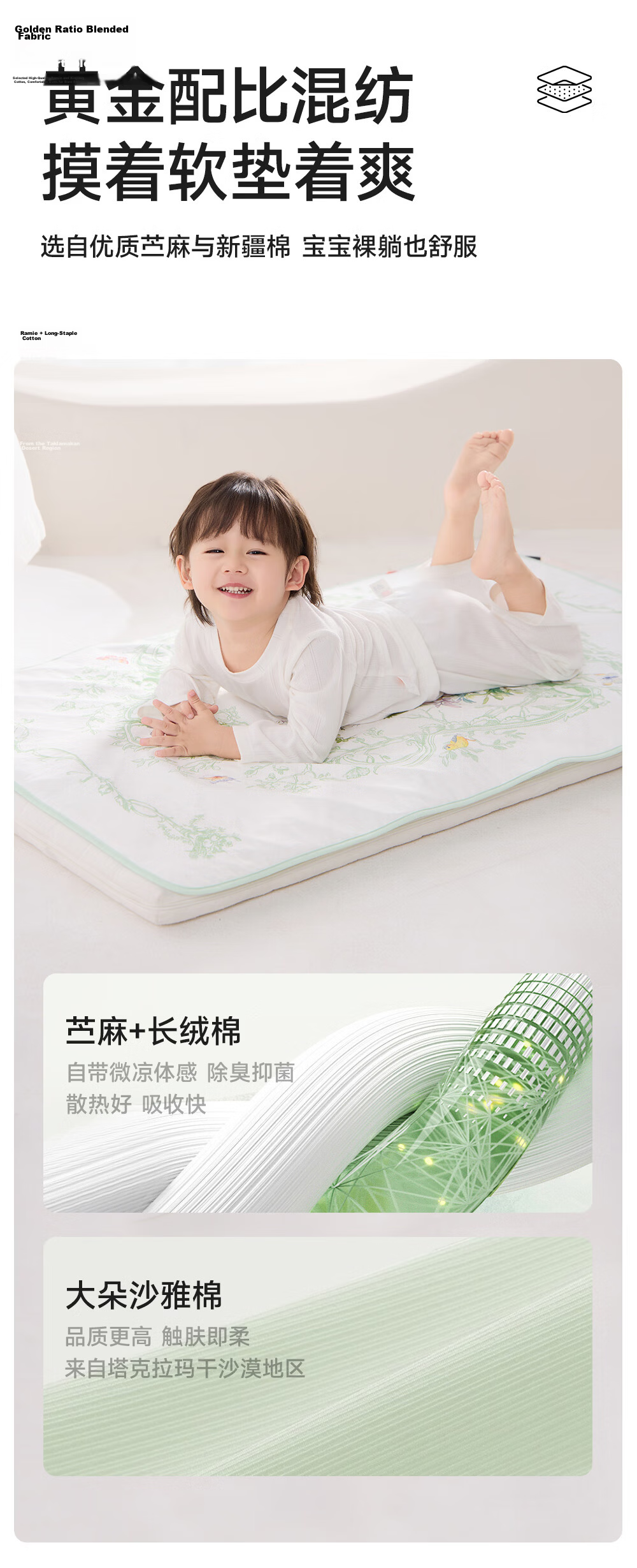Liangliang Baby Waterproof Washable Cotton Linen Urine Pad Large Flower House 110*70CM 5