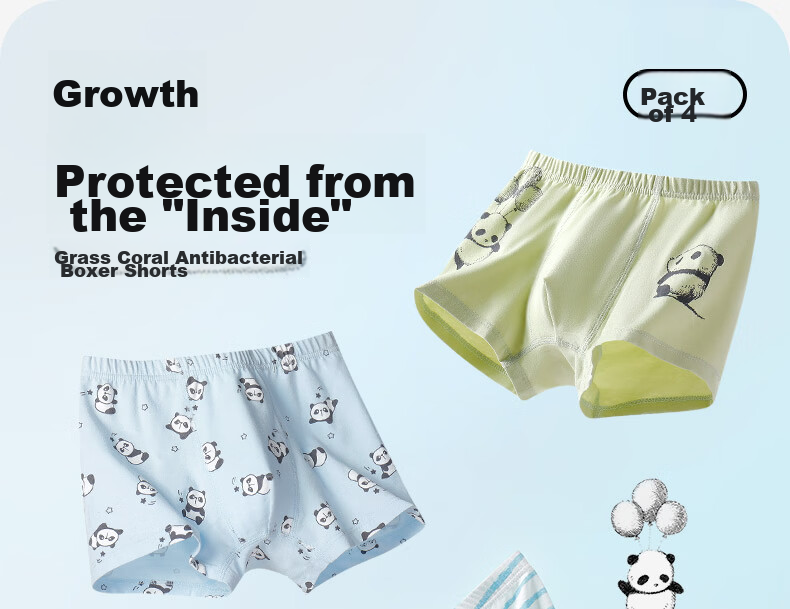 YING BO LUN Boys' Modal Boxer Briefs, Student Mid to Big Kids' Shorts, Four-Corner Shorts, 62883, 180 2