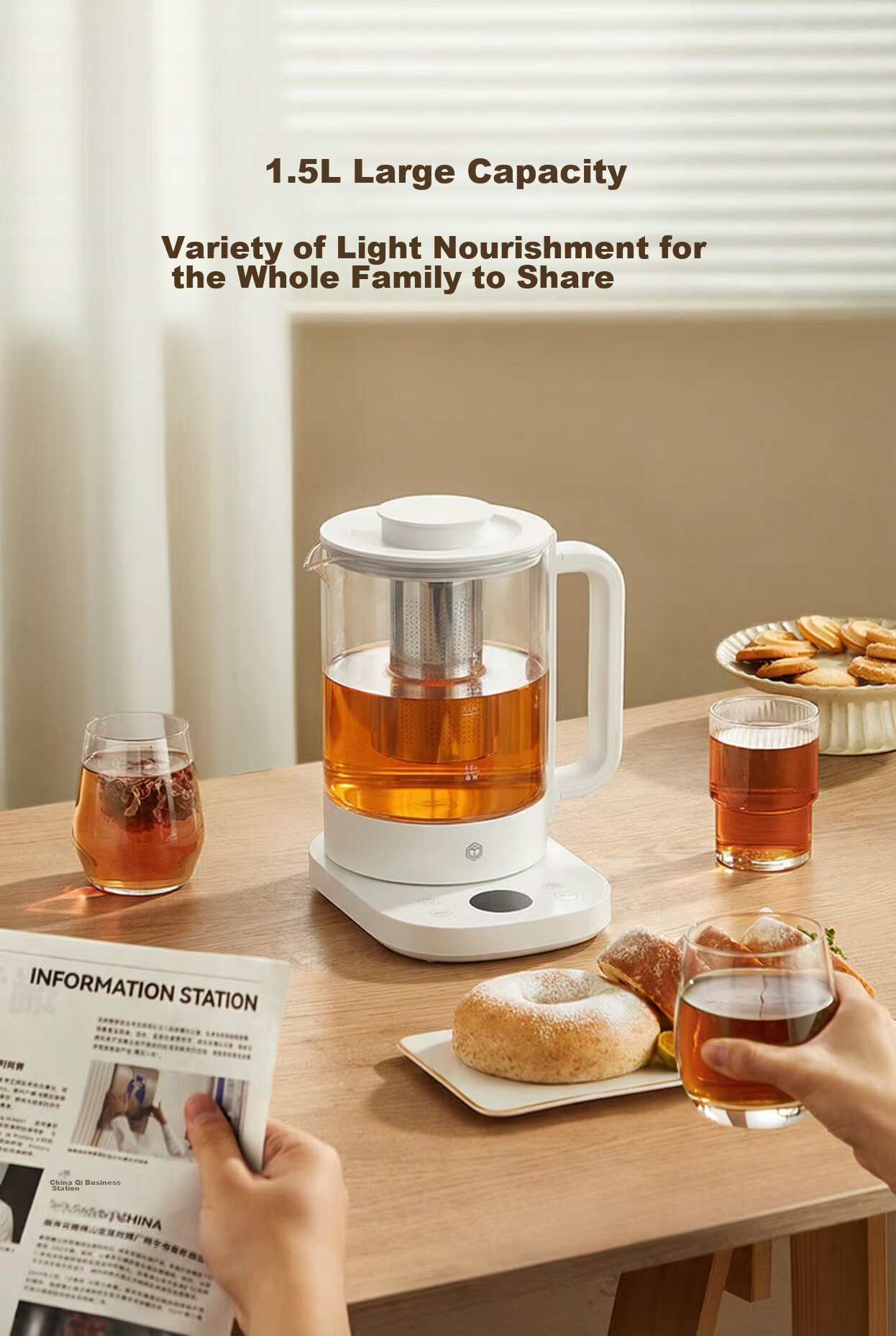 JD Jingzao 99% Pure Titanium 0 Coating 0 Glue Health Kettle 1.5L Tea Kettle 11-Level Constant Temperature Electric Kettle Large Capacity Electric Water Boiler Healthy Tea Basket Tea Maker 1000W Fast H 10