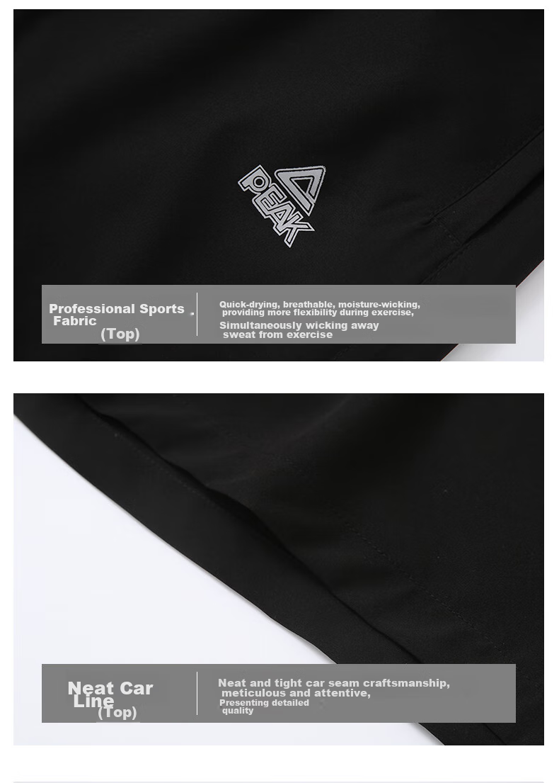 PEAK Men's Sports Set, Quick-Dry Breathable Casual Fitness Short-Sleeve Shorts Two-Piece Set, Black, Size L 15