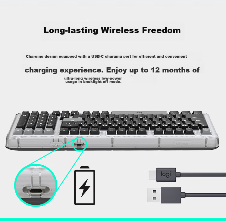 Logitech ALTO KEYS K98M Amber Series AI Customizable Wireless Mechanical Keyboard with Hot-Swappable Marble Switches, White, 98 Keys 12