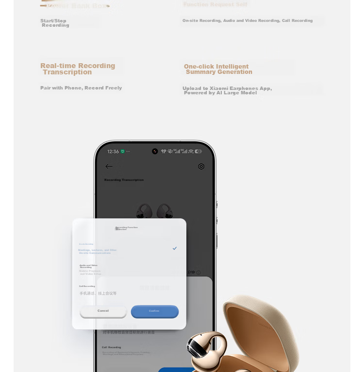 MI Xiaomi Clip-On Bluetooth Wireless Earphones Comfortable and Secure Fit Recommended by Lei Jun Compatible with Apple and Android Phones 33