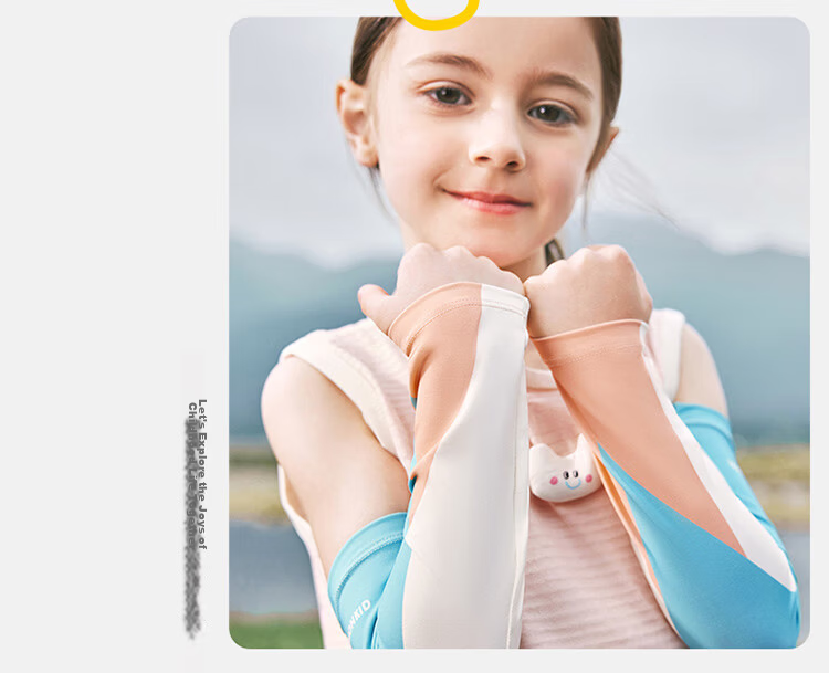 Lemonkid Kids UV Protection Arm Sleeves Thin Summer Ice Sleeves for Boys and Girls - Floating Green Purple 17