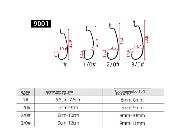BKK Lure Fishing Hooks, Curved Handle Hooks, Texas Rig Soft Bait Hooks, Soft Lure Hooks, Fishing Tackle 13
