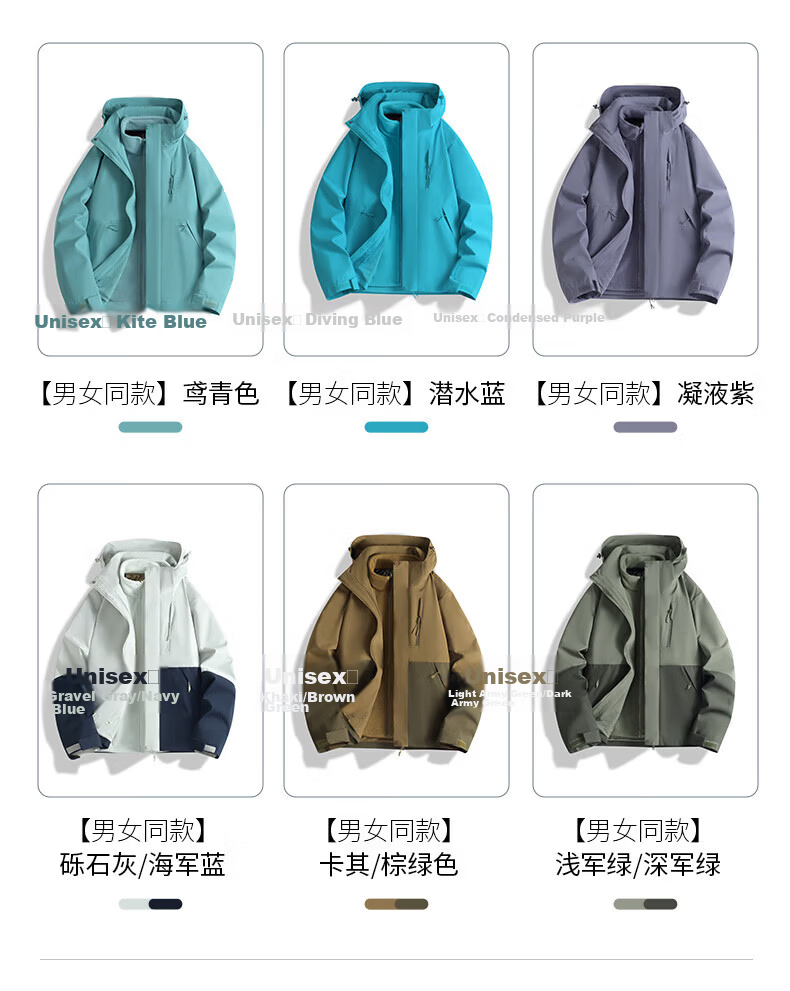 JEEP SPIRIT Unisex 3-in-1 Outdoor Waterproof Windproof Warm Jacket Moonlight Blue XL 13