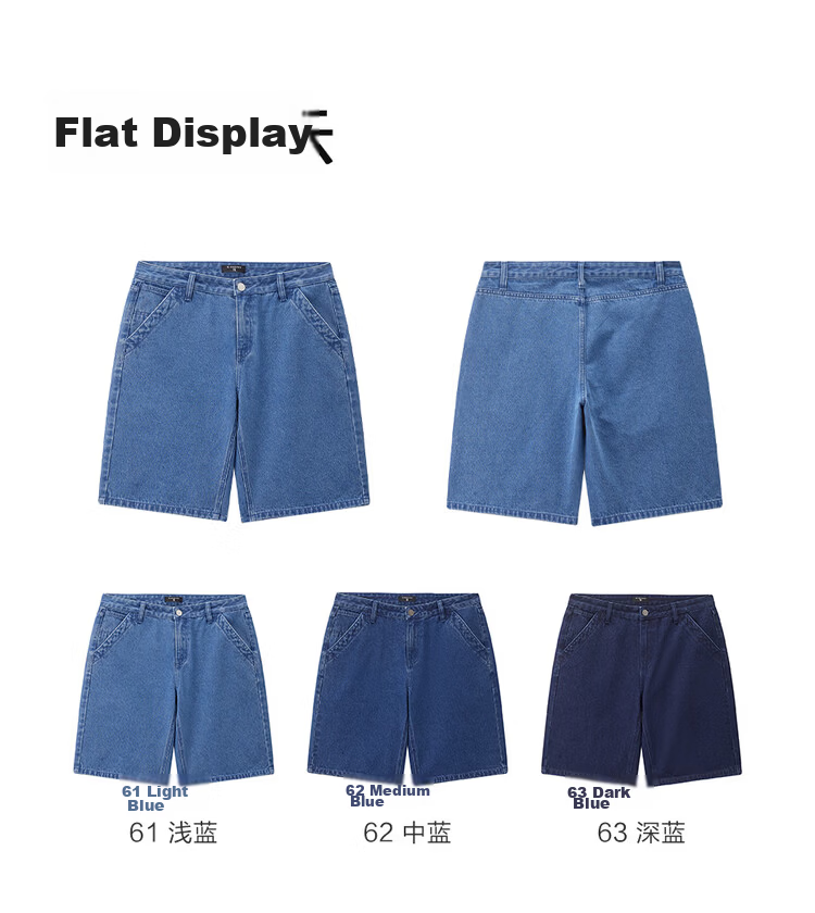 Giordano Men's Summer New Pure Cotton Straight Leg Denim Pants Mid Waist Washed Denim Shorts 13106313 21