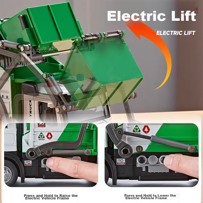 Yixuan Toys Extra Large Garbage Truck Sanitation Engineering Self-loading and Unloading Trash Bin Children's Toy Gift 8