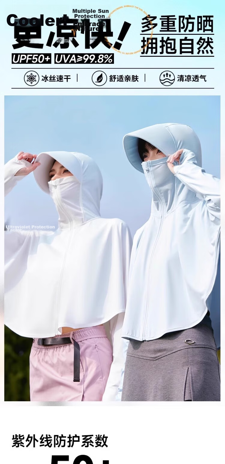 Warrior Ice Silk Sunscreen Jacket for Women 2026 New Summer UV Protection Slim Cape Coat Small Size Sun Protection Clothing 2