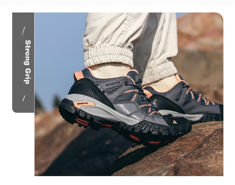HUMTTO Non-Slip Hiking Shoes, All-Season Mesh Breathable Casual Women's Shoes, Outdoor Mountaineering Shoes, Sand/light Pink, Size 40 3