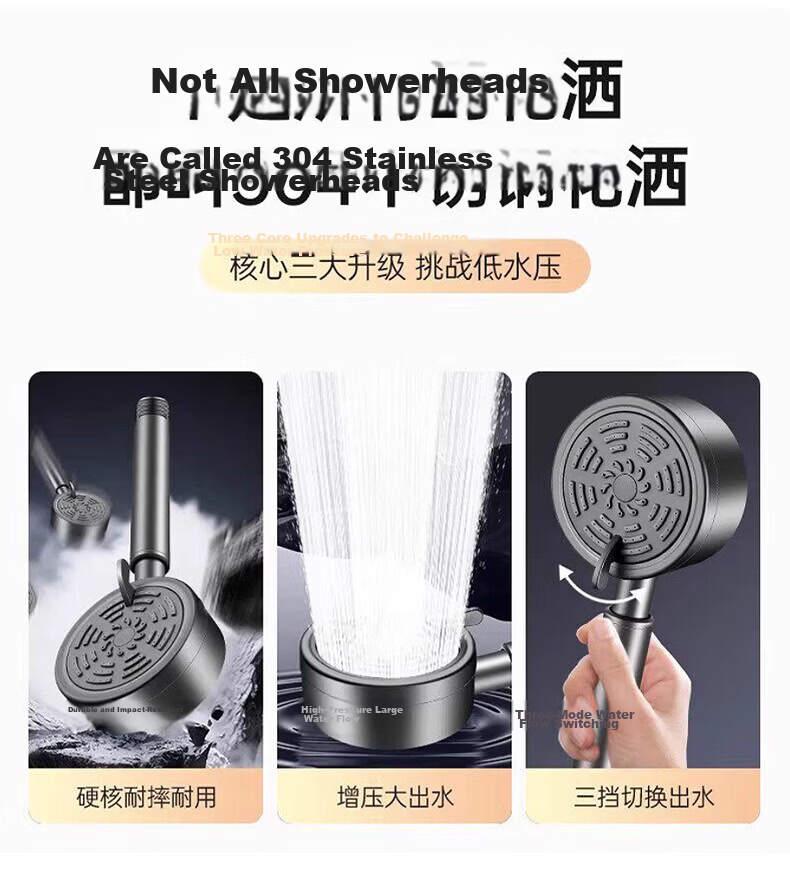 HOMK Seiko Shower Head High-Pressure Shower Set 304 Bathroom Shower Head with Hose 1