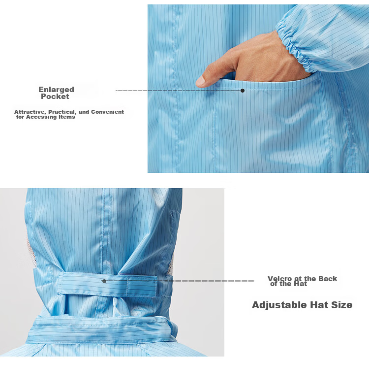HANYANGCLEAN Anti-Static Hooded Dust-Free Suit Split-Type Dustproof Cleanroom Garment Electronic Workshop Workwear Paint Protection Suit Customizable Blue 3XL 8