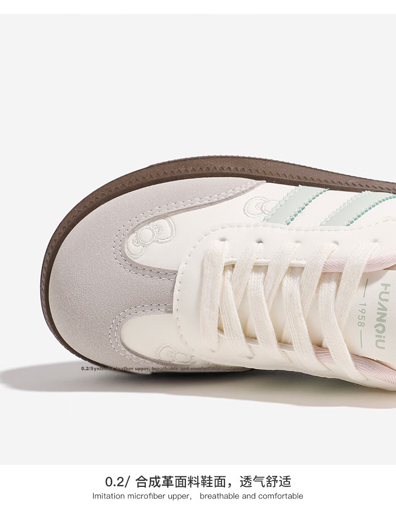 Global Dopamine Embroidered German Training Shoes Women 2026 Spring New Cute Casual Student White Sneakers Pink Green Size 39 29