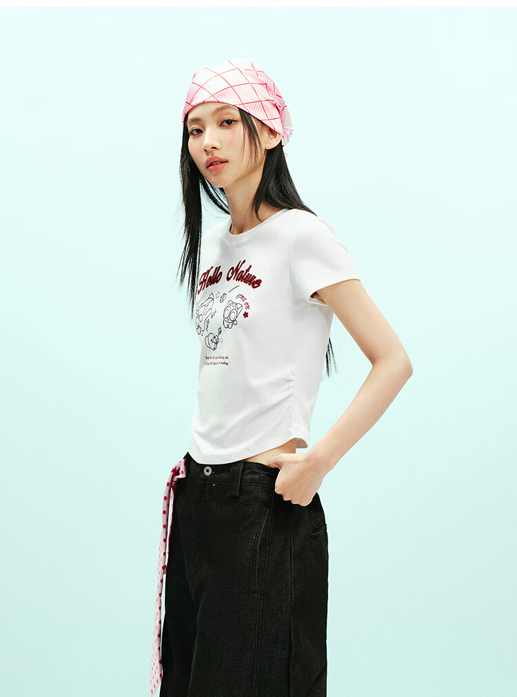 Semir Cooling T-Shirt | Luo Xiaohei Short Sleeve T-Shirt for Women Summer Short Slim Fit Shoulder 2026 Fun Clothing 109326100044 26