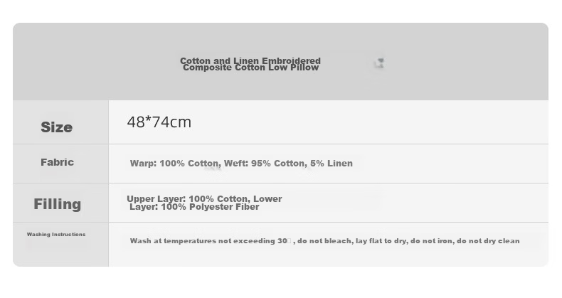 I-WILL Pure Cotton Single Sleeping Ultra-Soft Pillow Core, Pure Cotton Muffin-Shaped Zoned Student Low Pillow (Single Pack), 40*60cm 14