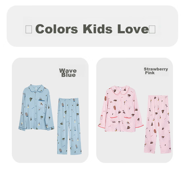 Hodohome Boys' Pajamas, Class A Pure Cotton Home Wear, Cartoon All-Over Print Long-Sleeve Cardigan Set for Boys, 103 165 23