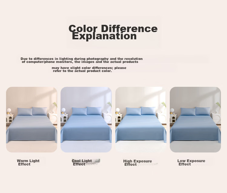 JD Jingzao 60S Pure Cotton Solid Color Bed Sheet A-Class Cotton Single Sheet 160*230cm Blue 12
