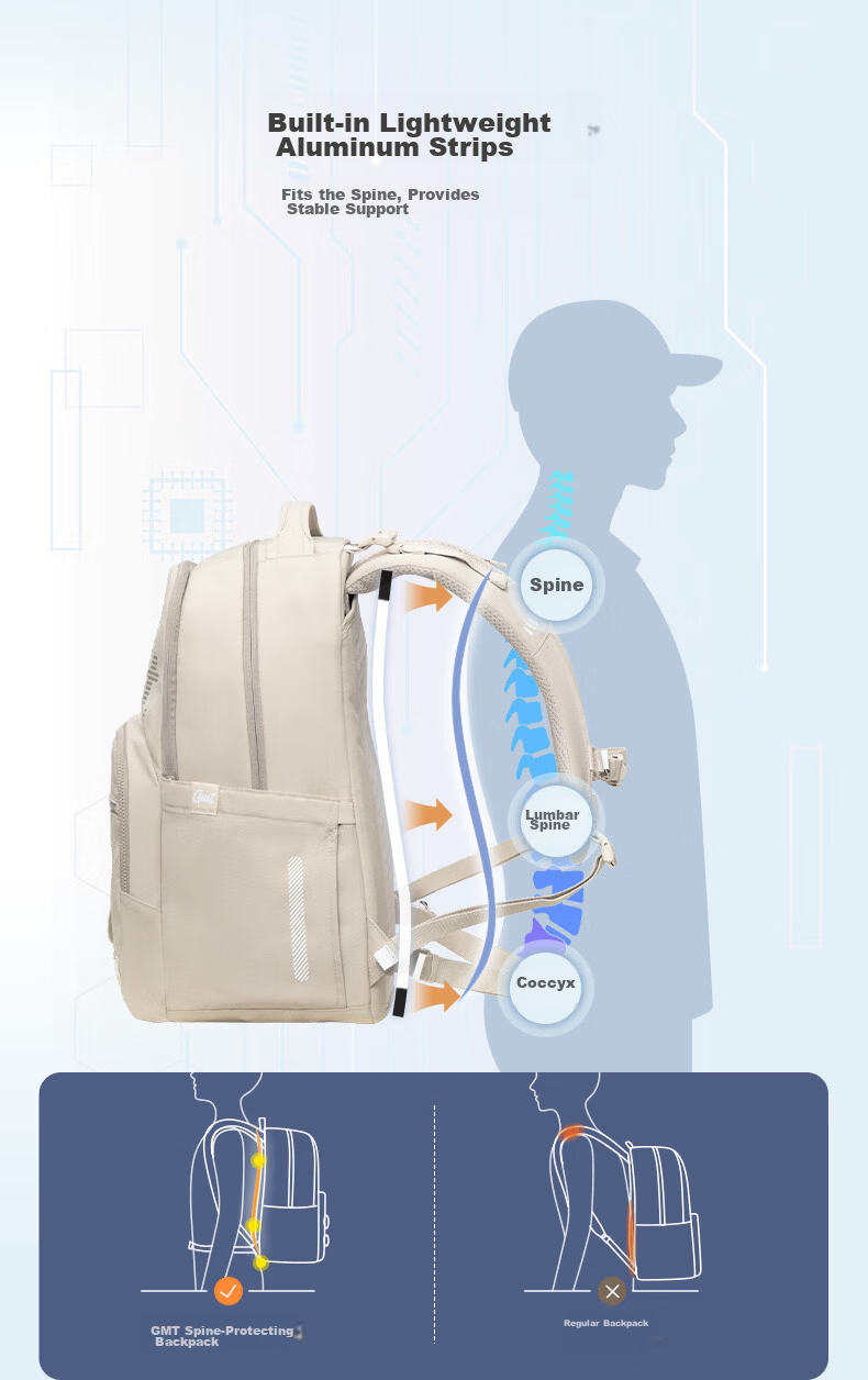 Gmt for Kids Middle and High School Student Lightweight Large Capacity Backpack Almond White 2026 4