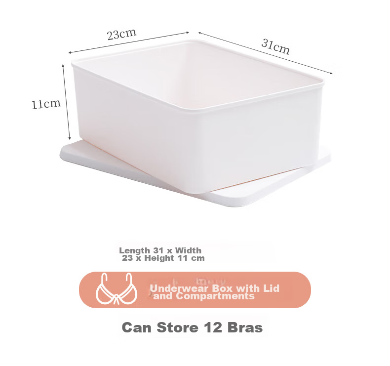 Baicaoyuan Underwear Storage Box Set - 3-Piece Multifunctional Organizer for Bras, Underwear, and Socks, White 13