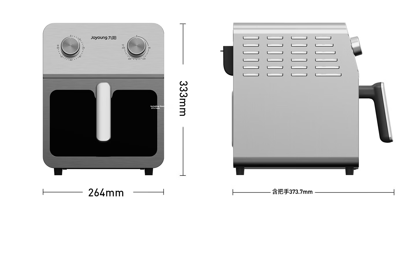 Joyoung Air Fryer, Non-Coated Stainless Steel, Dual Heating Sources, Roasting without Flipping, 6L Large Capacity, Visible Full Metal Interior, Grilling, Multifunctional KL60-V317Y 50