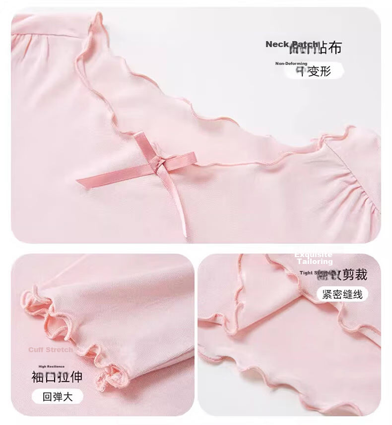 LangSha Summer Modal Girls' Pajamas, Girls' Air Conditioning Wear, Baby Home Wear, Lotus Leaf Set 11