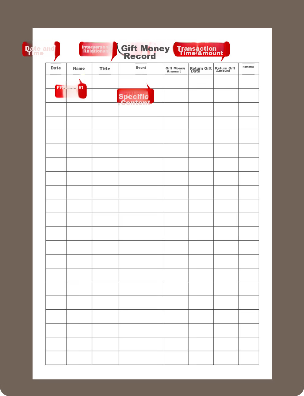 Faramon Gift Money Accounting Book for Weddings and Celebrations, Guest Gift Registry, Personal Gift Transactions Ledger, Leather Cover Gift Money Register, Sign-in Book A5 - Gift Money Ledger 7