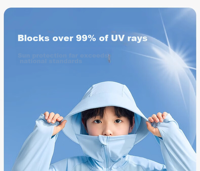 Zoxi Kids Sunscreen Jacket Boys Lightweight Quick-Dry Summer 2026 New Boys Cooling Skin Jacket Blue 120 4