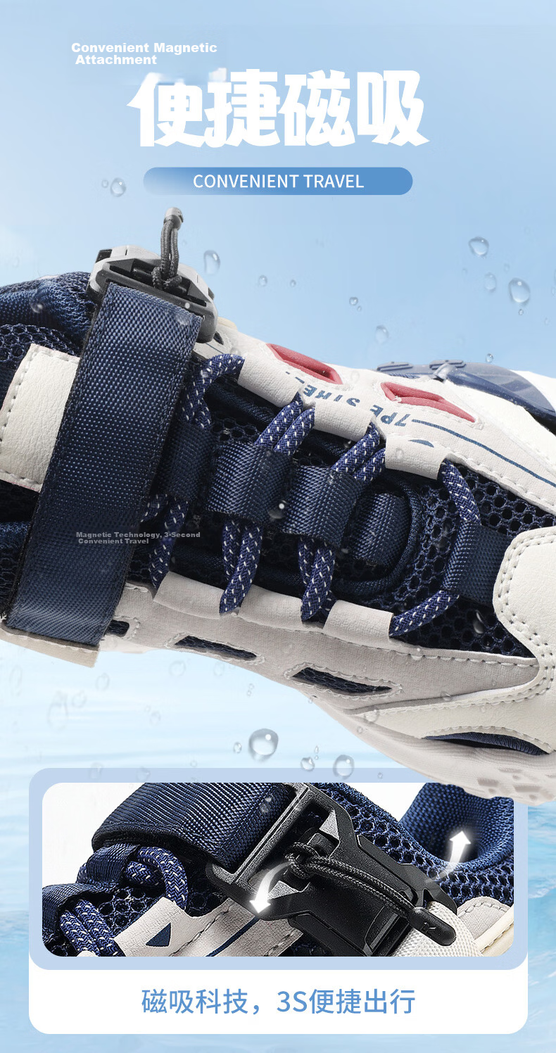 7-PE Boys' Sandals 2026 Summer New Outdoor Breathable Closed-Toe Soft Sole Kids' Sports Creek Shoes for Big Boys 5
