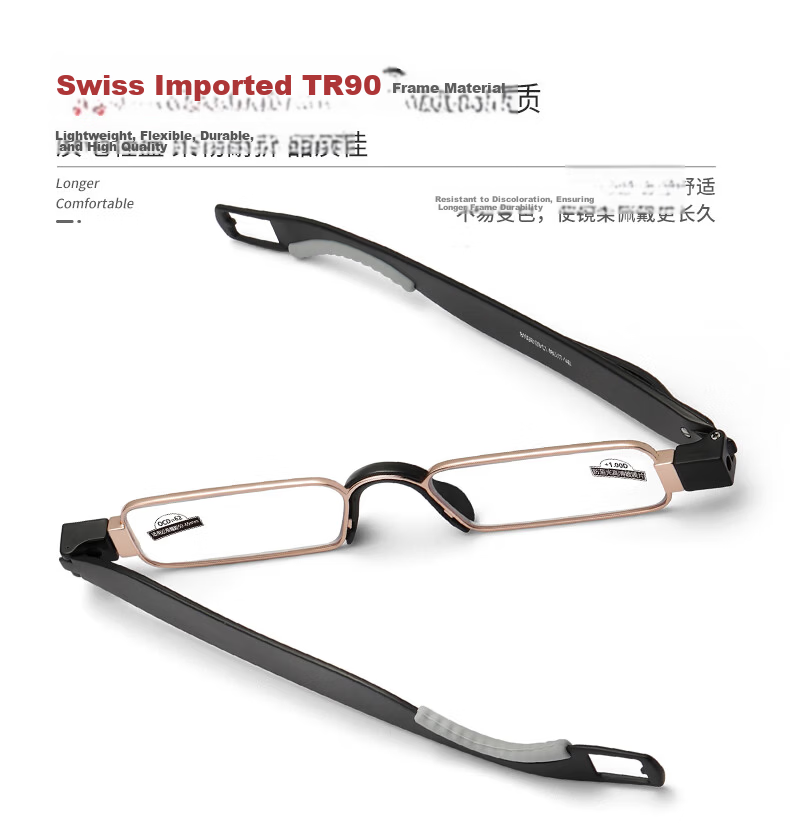 Funsonca Blue Light Blocking Reading Glasses Foldable Durable Imported Material 360° Rotatable Portable Pen Style Unisex 6109 Black +1.50 Diopter 3
